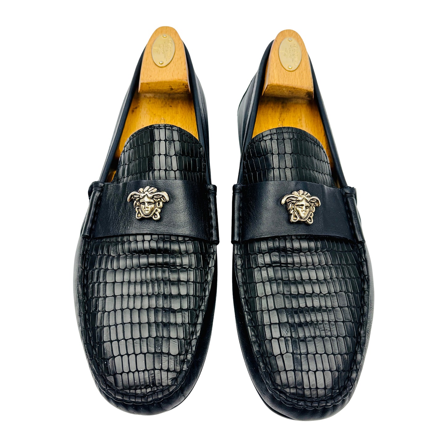 Versace Medusa Medallion Mock Croc Loafers (Size 42.5)