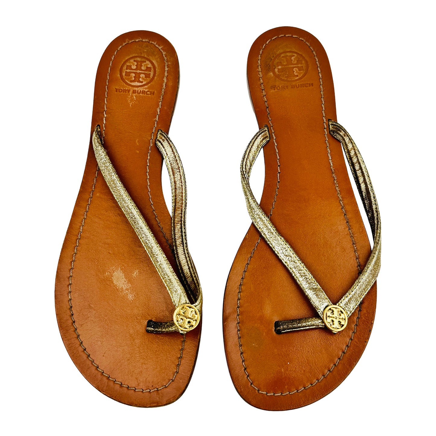 Tory Burch Terra Leather Flip Flops (Size 39)