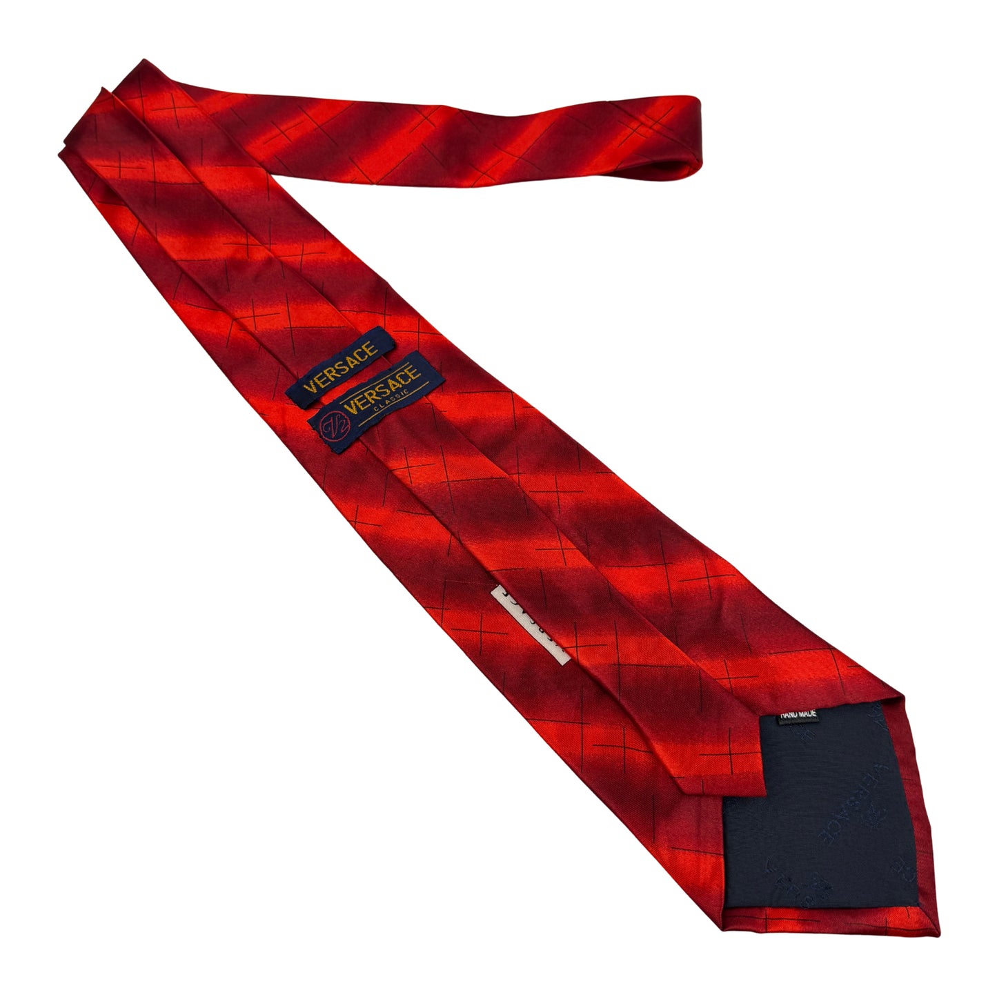Versace Red 'Tonal Stripes' Silk Tie (Size Regular)