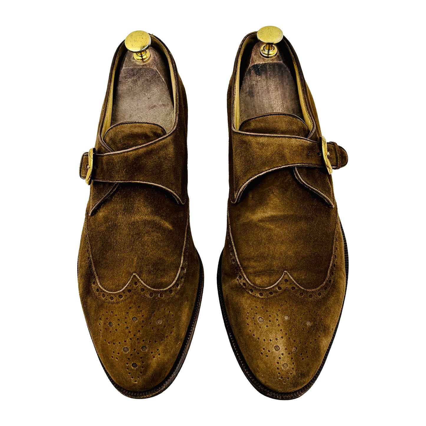 Moreschi Brown Suede Single Monk Strap Shoes (Size 43.5)