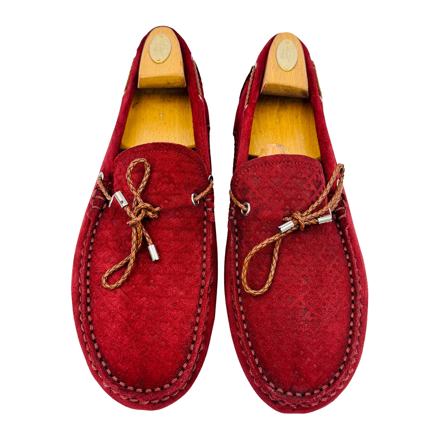 Bally Red Weilon Suede Driver Loafers (Size 44)