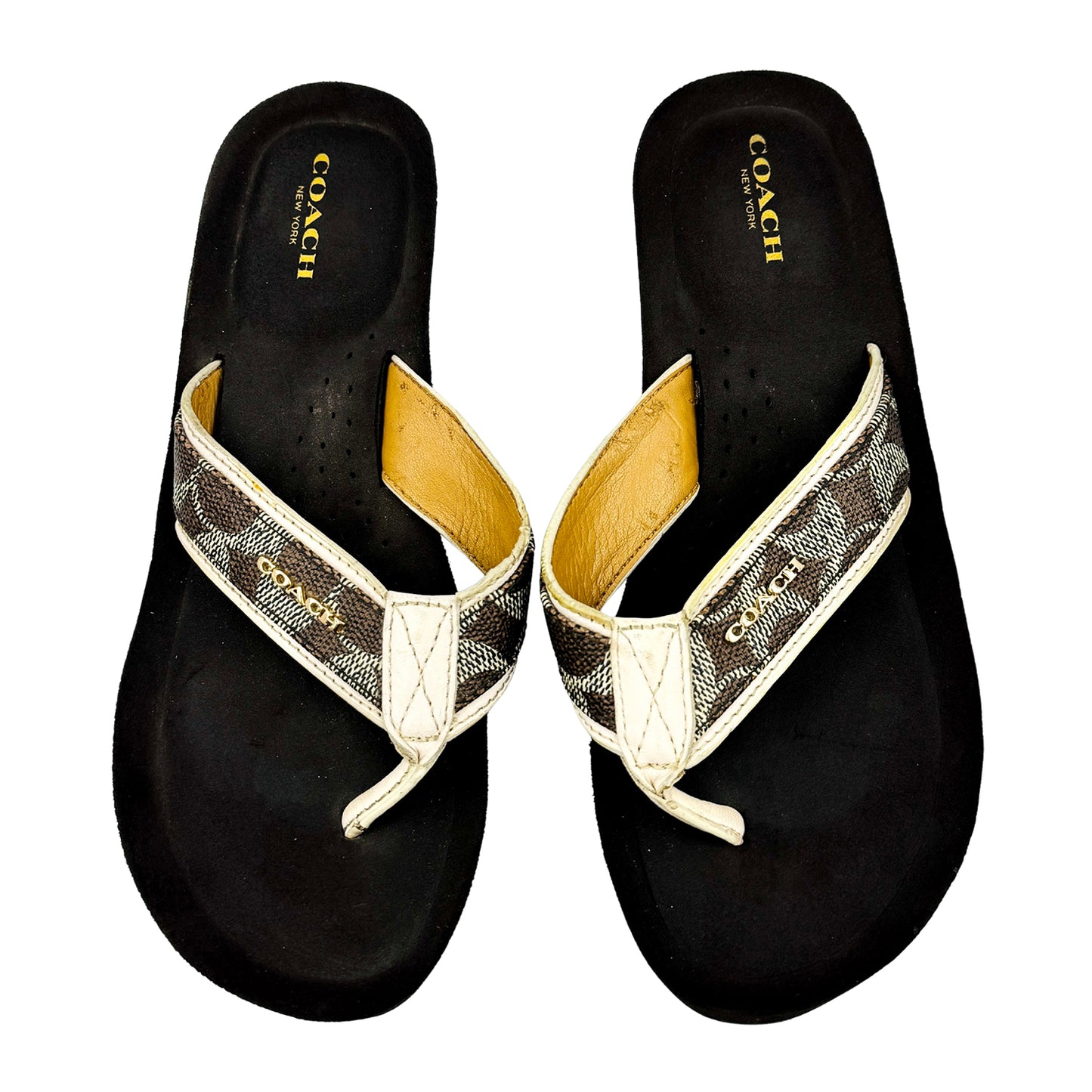 Coach Jolene Black Thong Flip Flops (Size 38)