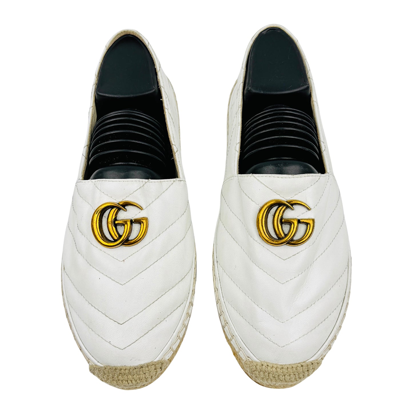 Gucci White Leather GG Logo Espadrille Shoes (Size 40)