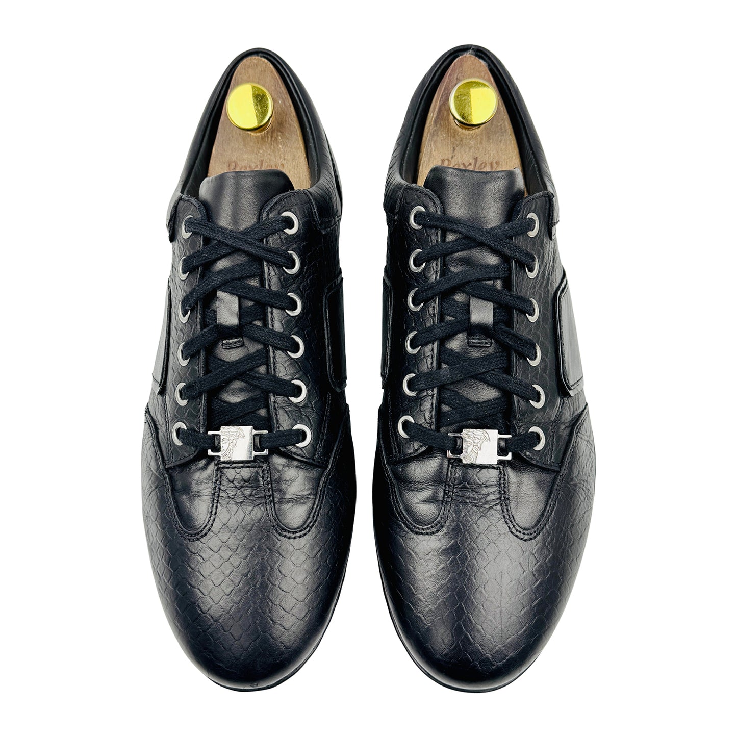 Versace Black Leather Medusa Low Top Sneakers (Size 43) - V900420
