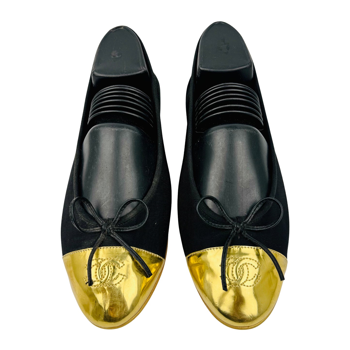 Chanel 'Black Gold' Cap Toe Ballet Flats (Size 39)