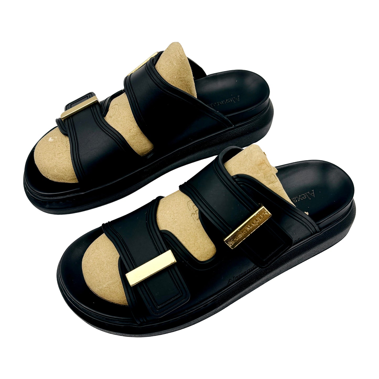 Alexander McQueen Hybrid Buckled Black Slides (Size 40)