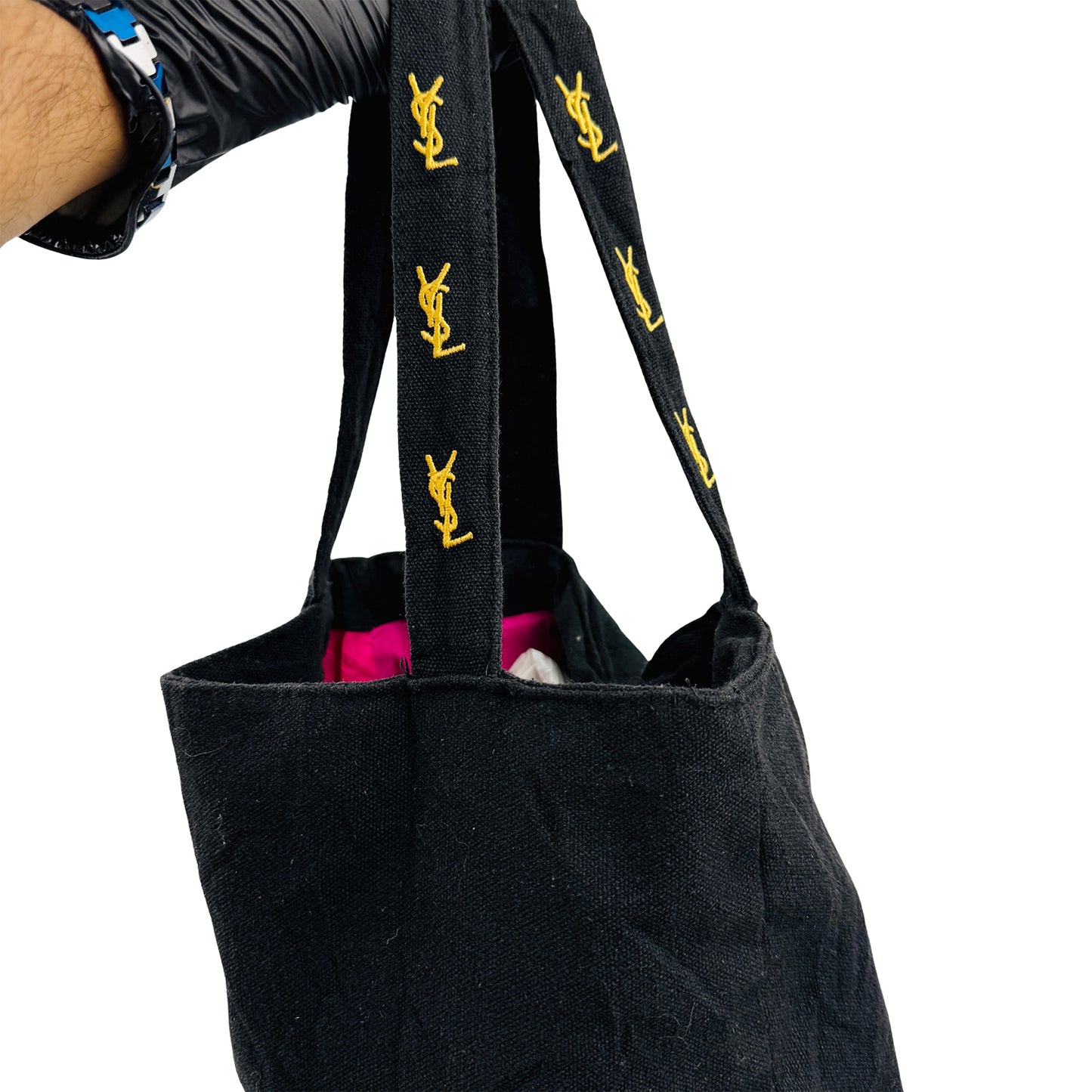 Saint Laurent Parfums Black Cotton Canvas Tote Bag