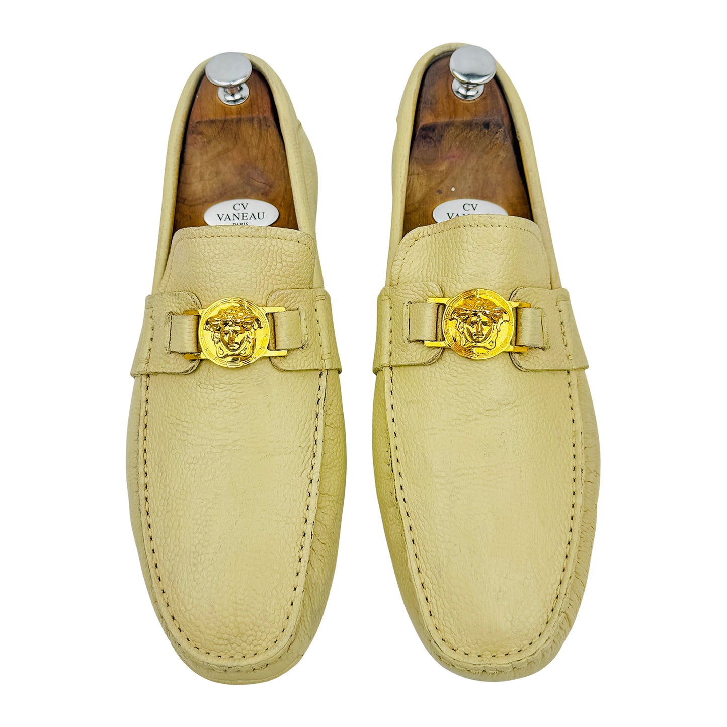 Versace Men's Medusa Beige Leather Loafers (Size 43)