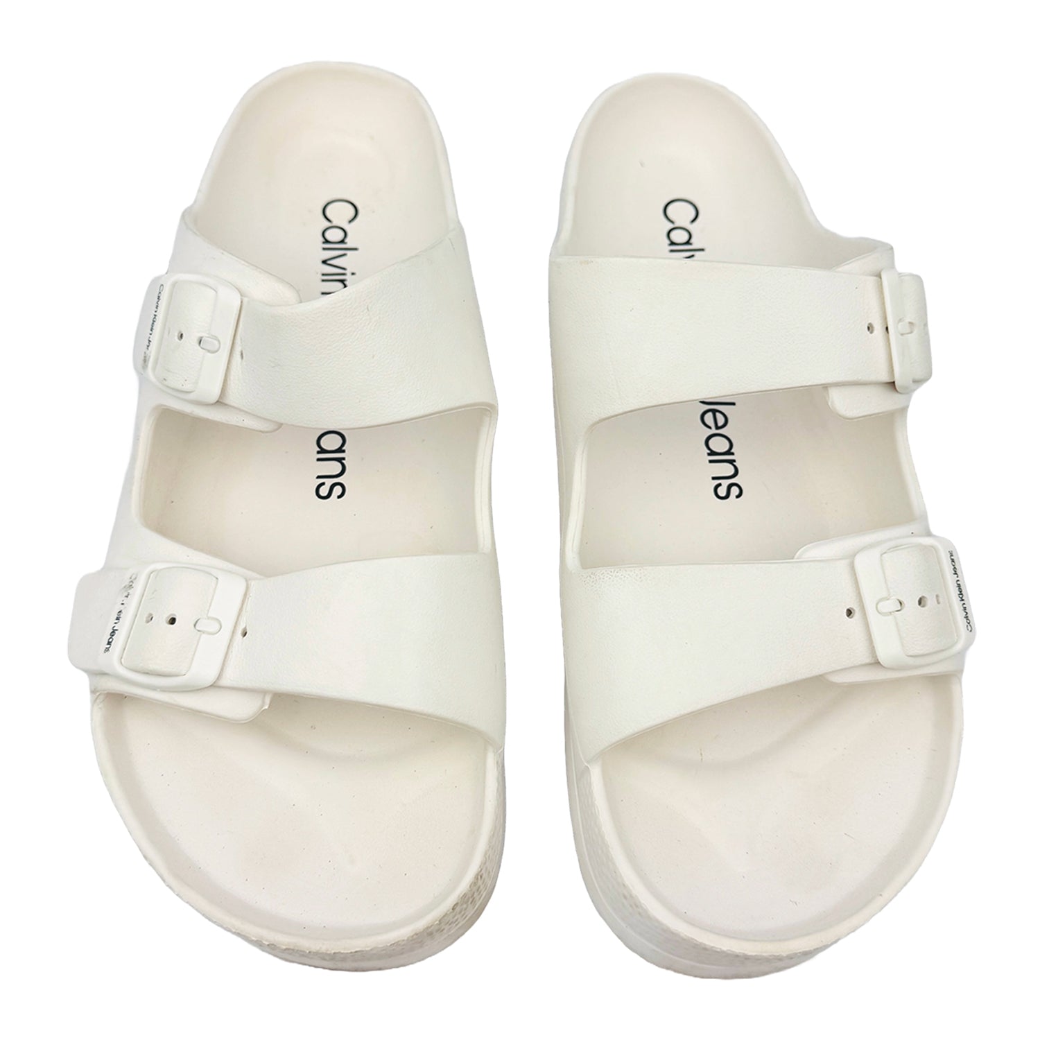 Front image of Calvin Klein Zion Double Strap Slides (Size 42.5) - B08VH5RZ6Q