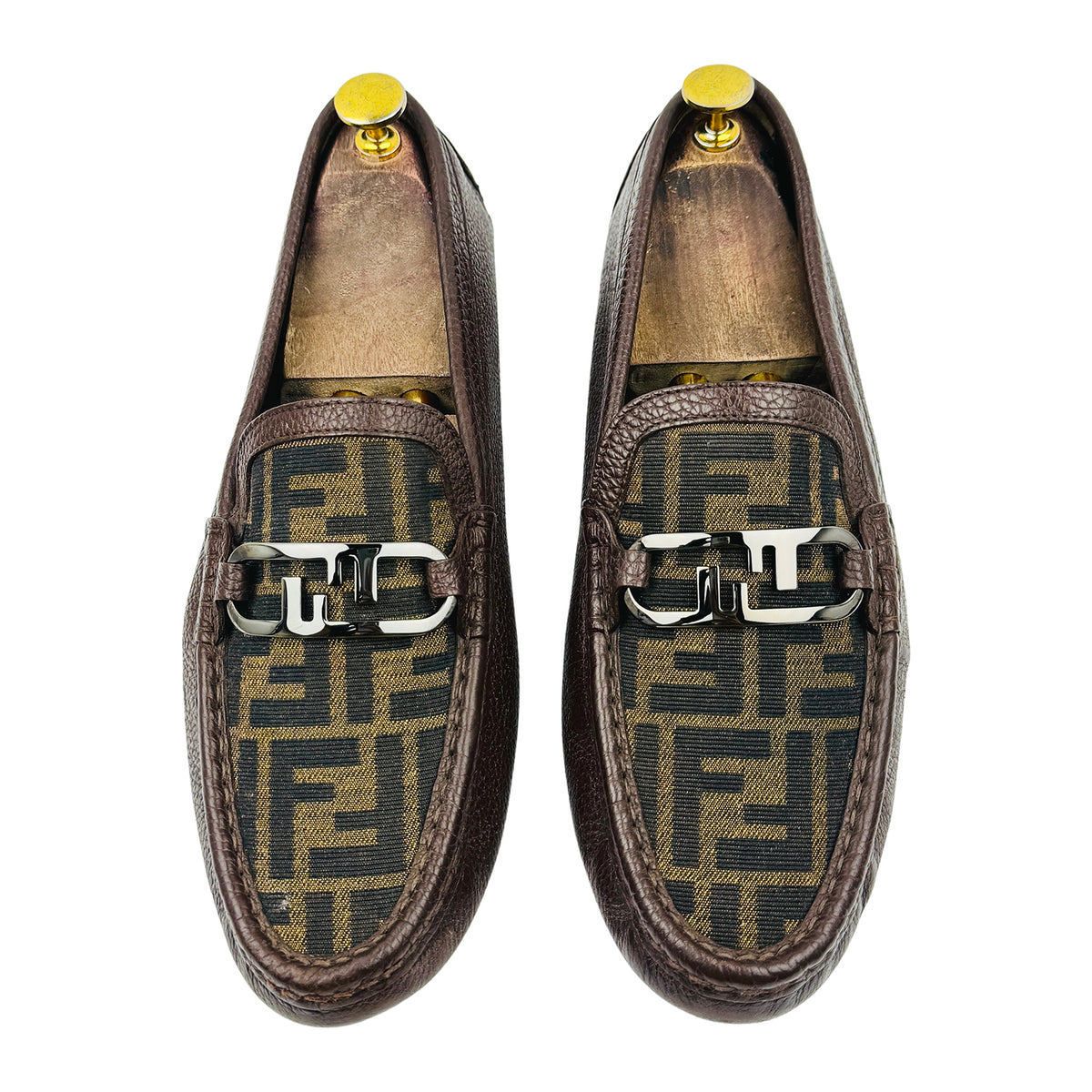 Fendi Zucca FF Monogram Leather Driving Loafers (Size 42)