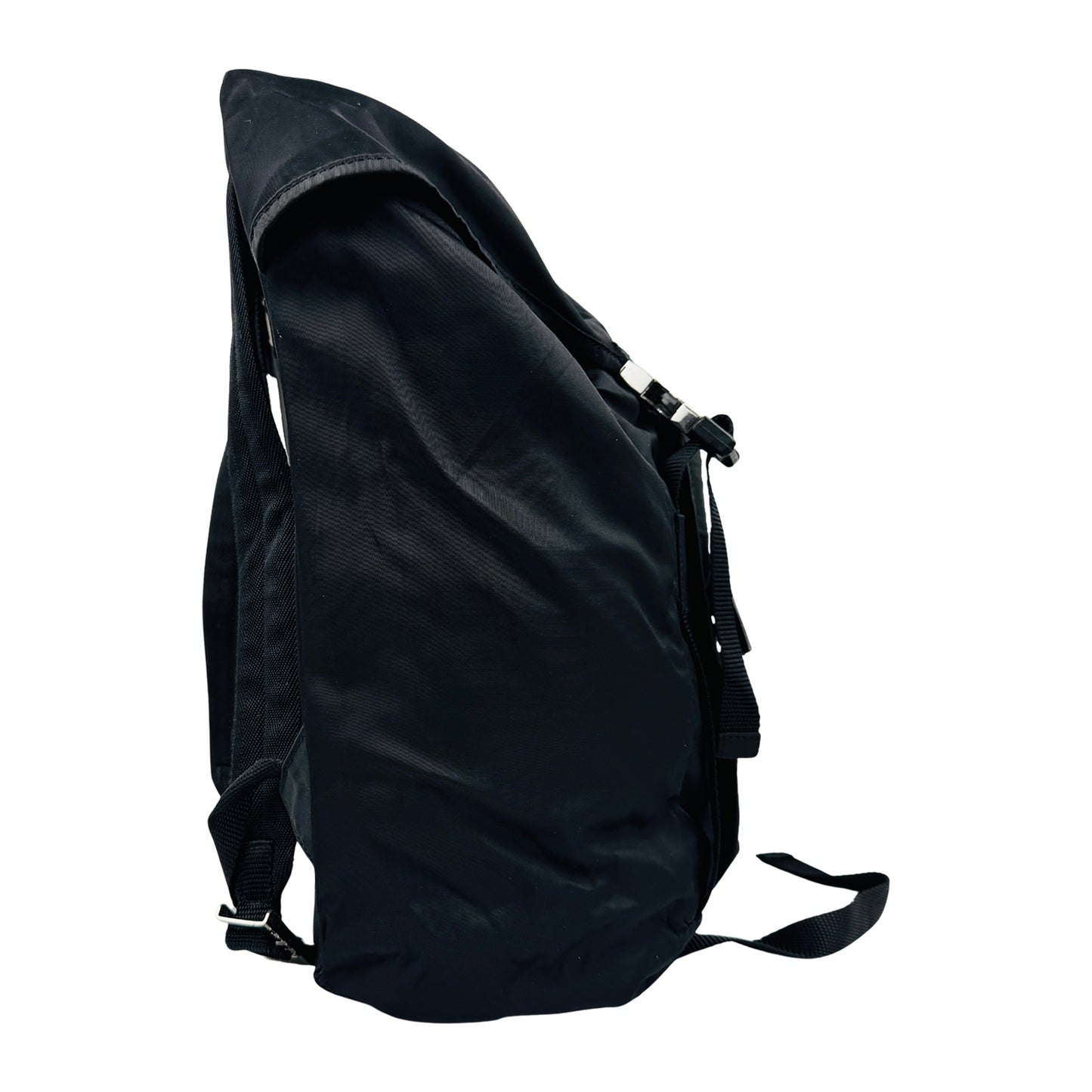 Prada Black Tessuto Nylon Double Buckle Backpack