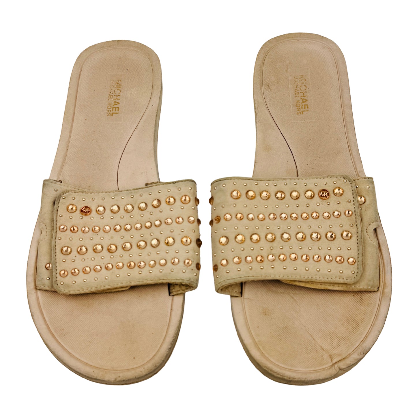 Michael Kors Women's Beige Leather Slides (Size 39)