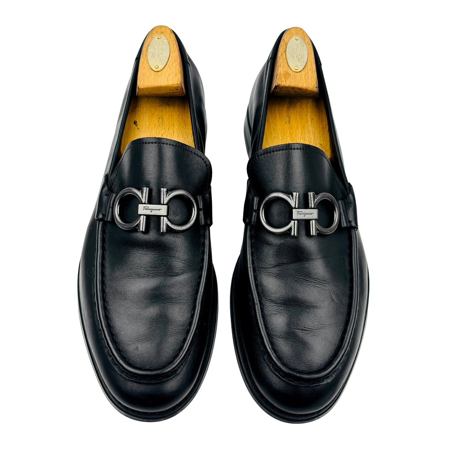 Salvatore Ferragamo Black Gancini Bit Leather Loafers (Size 43.5)