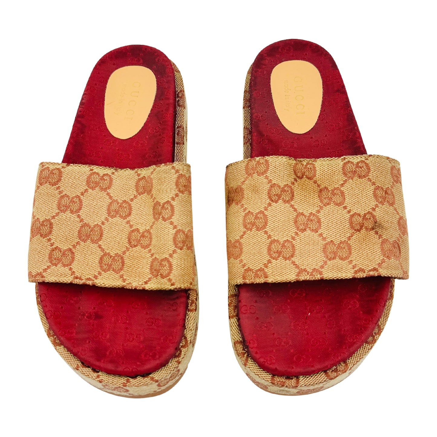 Gucci Angelina GG Supreme Platform Slides (Size 39)