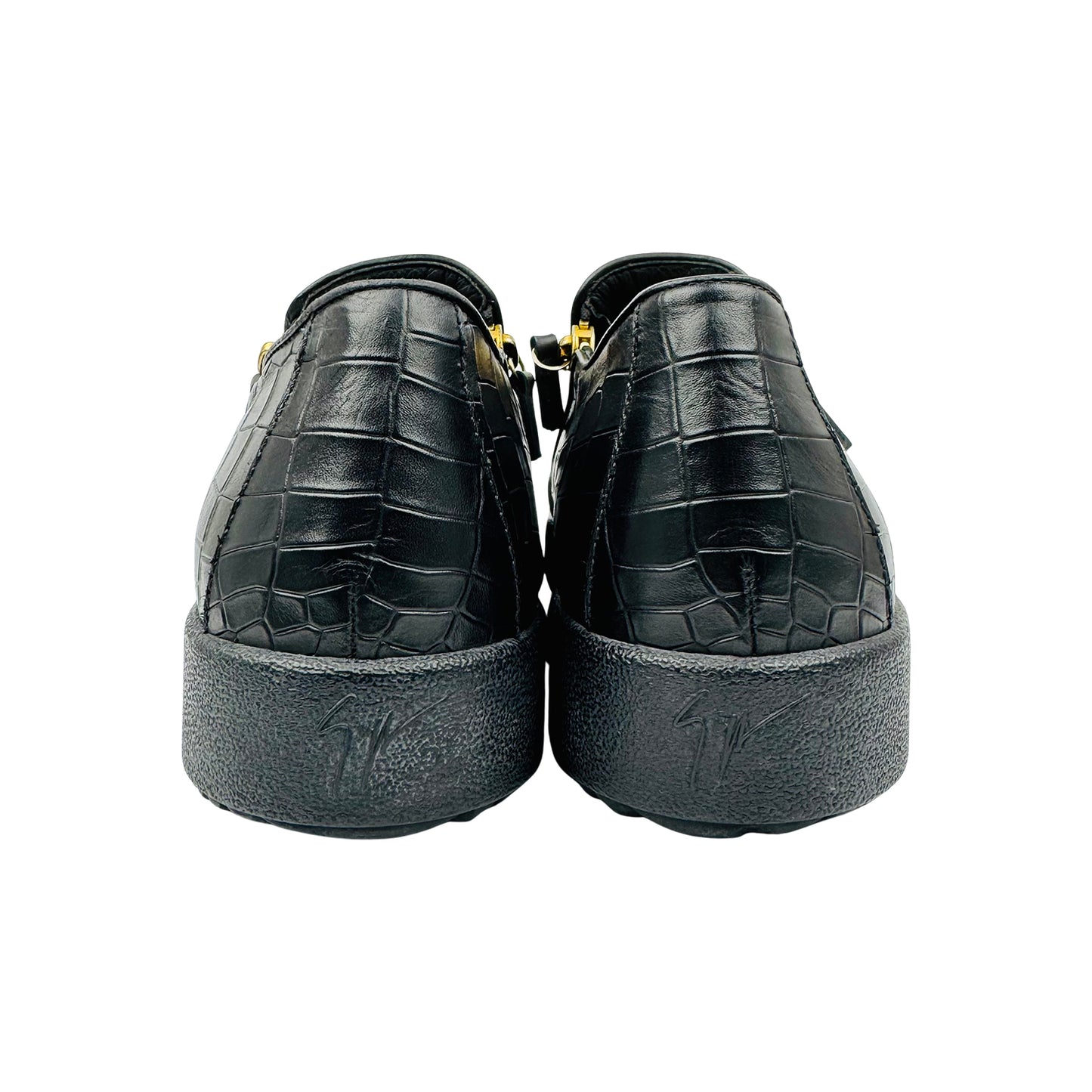 Giuseppe Zanotti Black Croc Embossed Leather Shoes (Size 45)