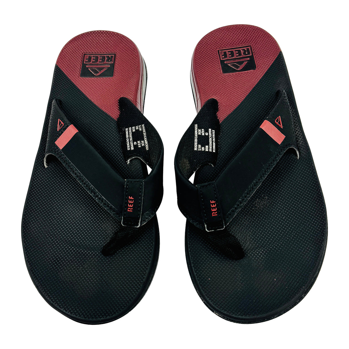 Reef Men's Black Burgundy Flipflops (Size 42)
