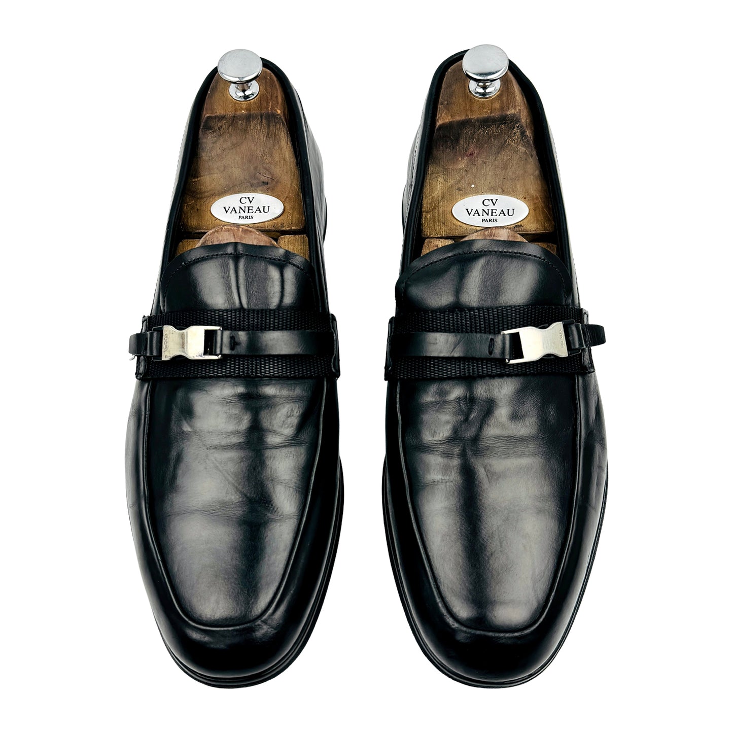 Prada Men's Black Spazzolato Leather Loafers (Size 44)