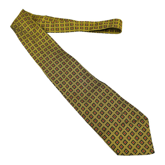 Christian Dior Gold 'Geometric Pattern' Tie (Size Regular)