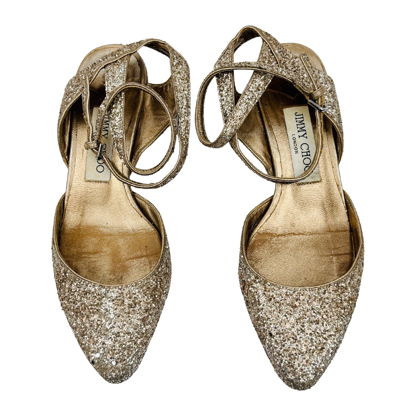 Jimmy Choo Vicky 'Champagne Glitter' Slingback Heels (Size 36)