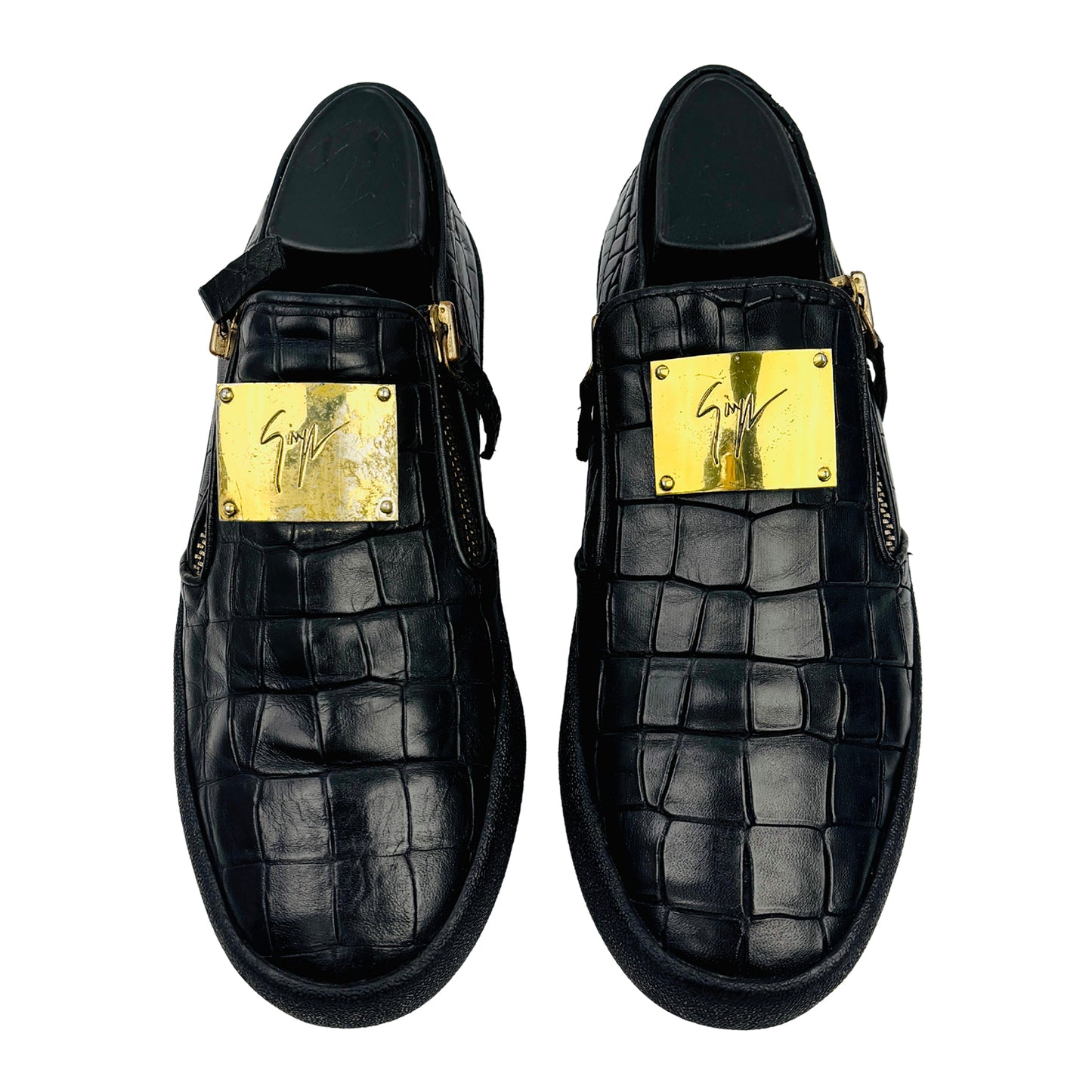 Giuseppe Zanotti Conley Zip Croc Embossed Shoes (Size 40)