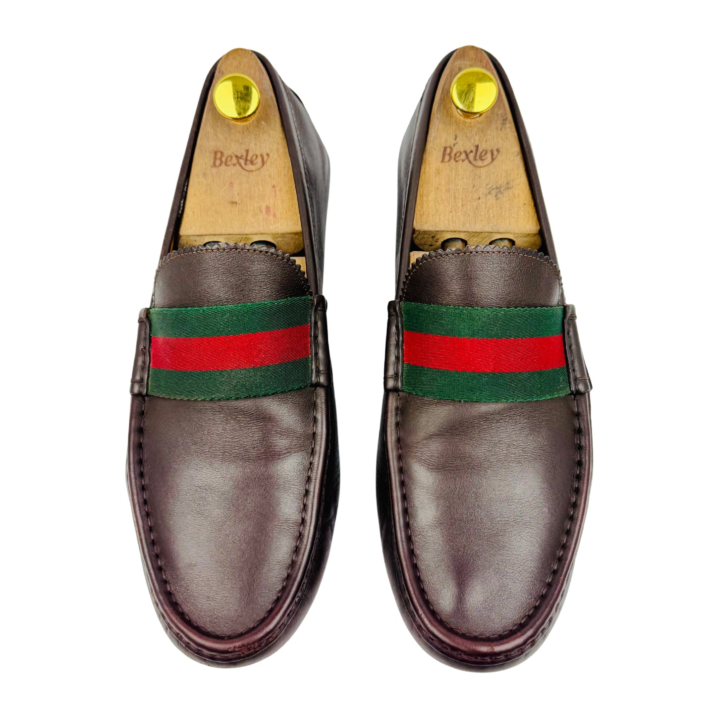 Gucci Men's Web Dark Brown Calf Leather Loafers (Size 43.5)