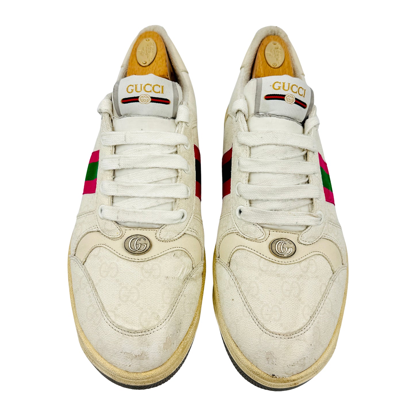 Gucci Screener White Web Stripe Sneakers (Size 42/42.5)