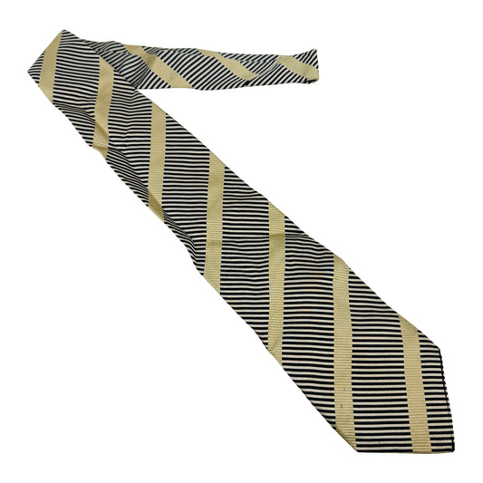 Canali Black 'Diagonal Stripes' Silk Tie (Size Regular)
