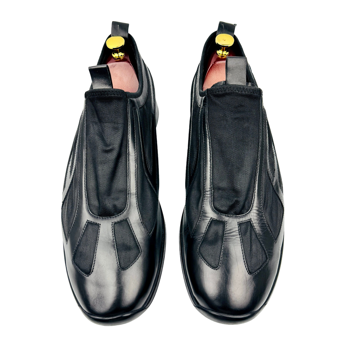 Gucci Men's Black Leather & Mesh Shoes (Size 46.5)