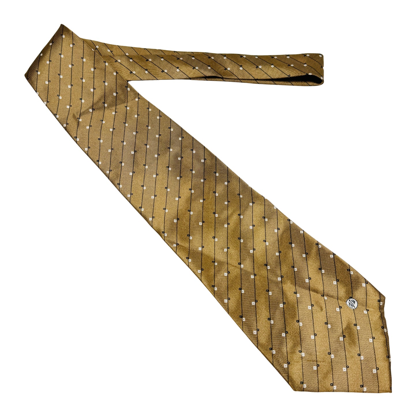 Versace Gold 'Geometric Dot Motifs' Silk Tie (Size Regular)