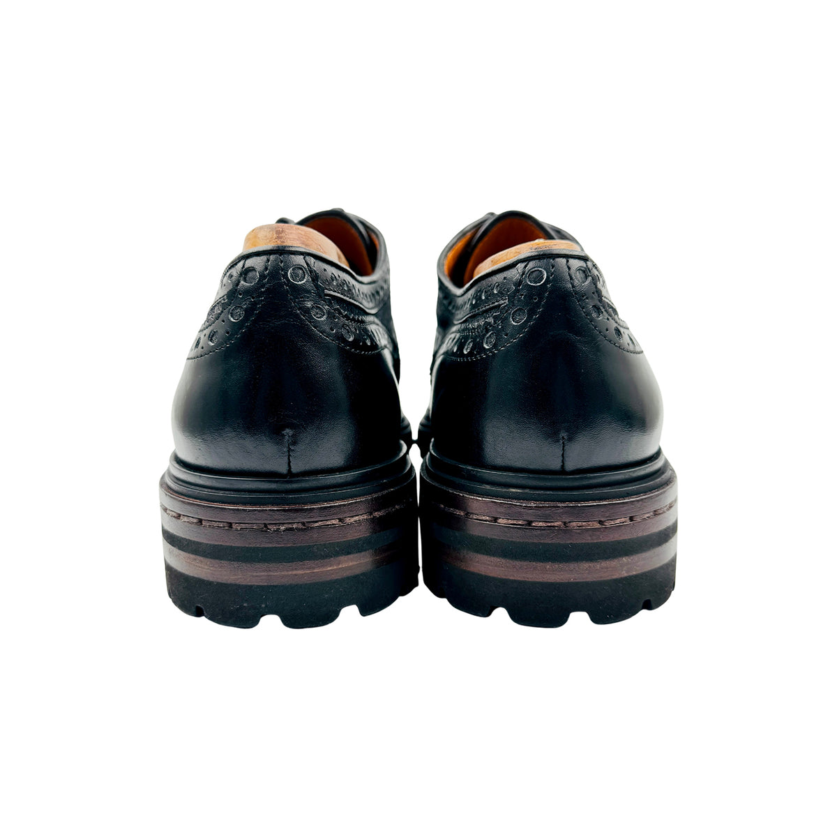 Santoni Men's Suede Black Wingtip Derby Shoes (Size 42.5)