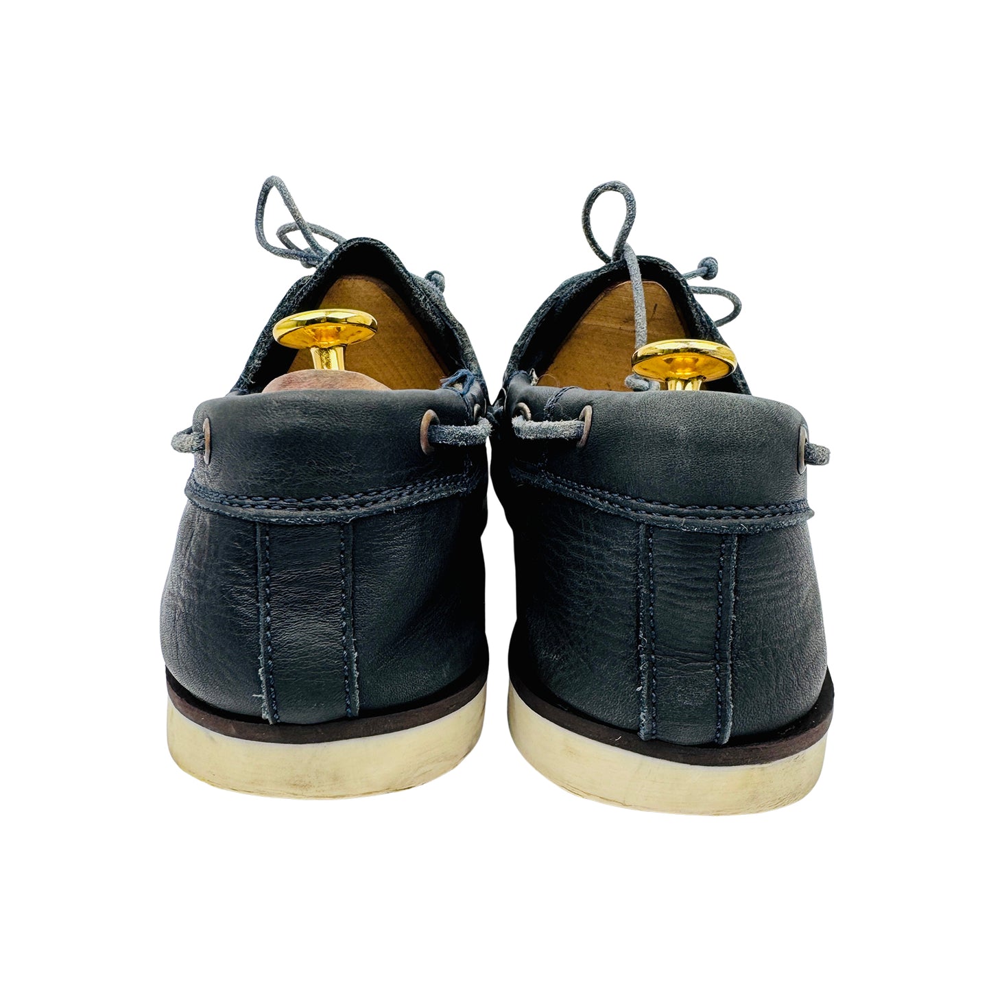 Dune London Men's Navy Blue Leather Boat Shoes (Size 44)