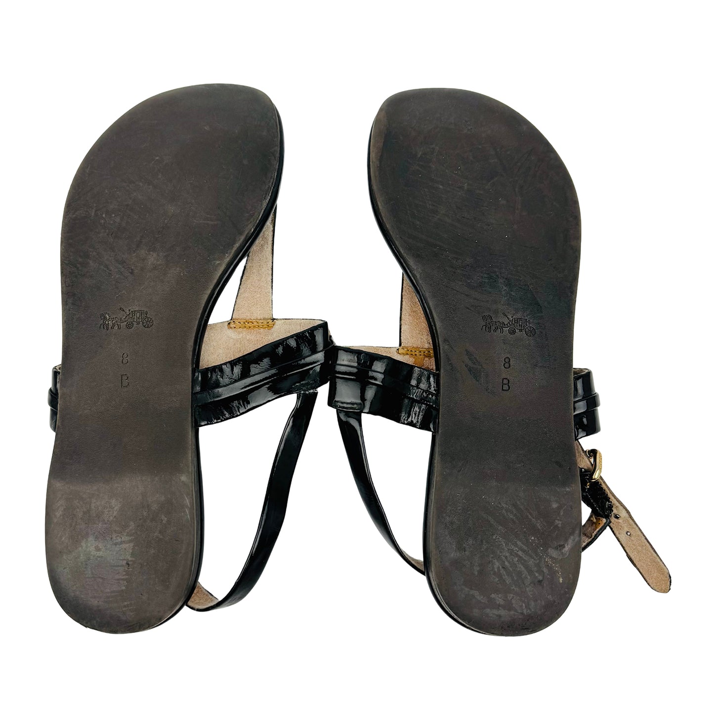 Coach Black Patent Leather Thong Sandals (Size 38)