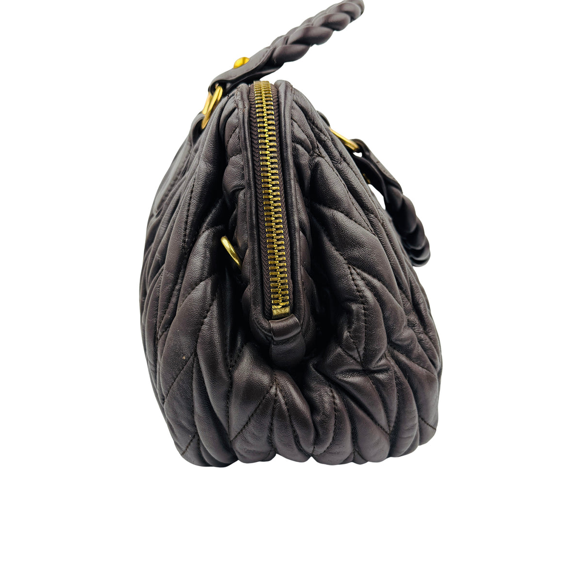 Miu Miu Matelassé Leather Zip Satchel Bag