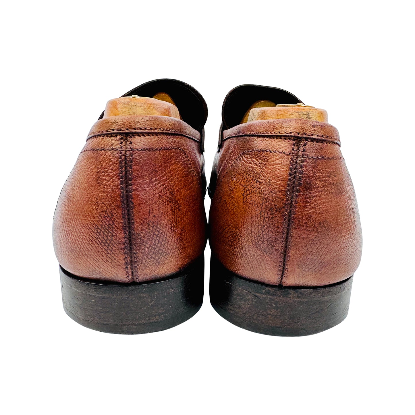 Salvatore Ferragamo Gancini Bit Brown Textured Loafers (Size 43.5/44)