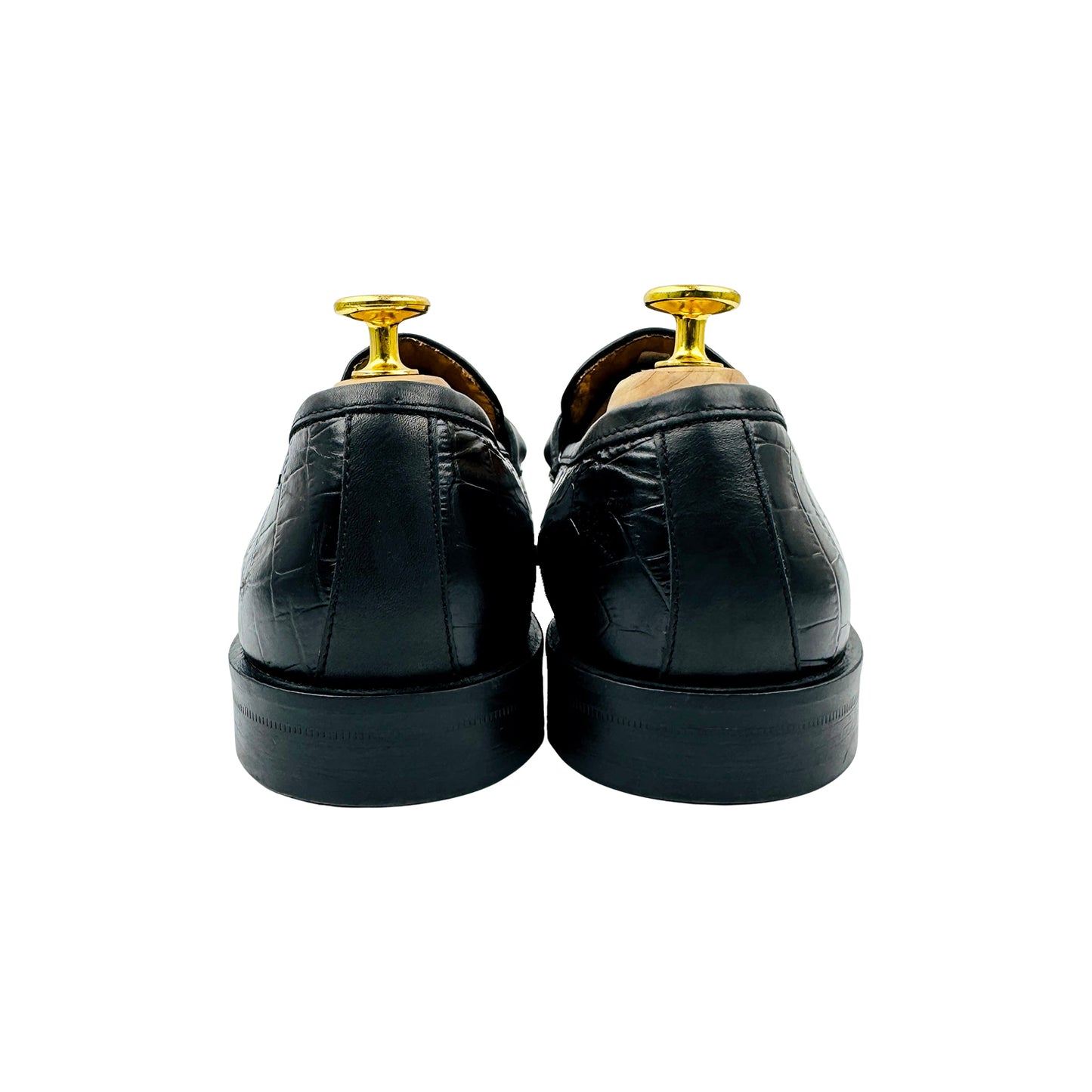 Conhpol Croc-Embossed Black Leather Loafers (Size 41.5)