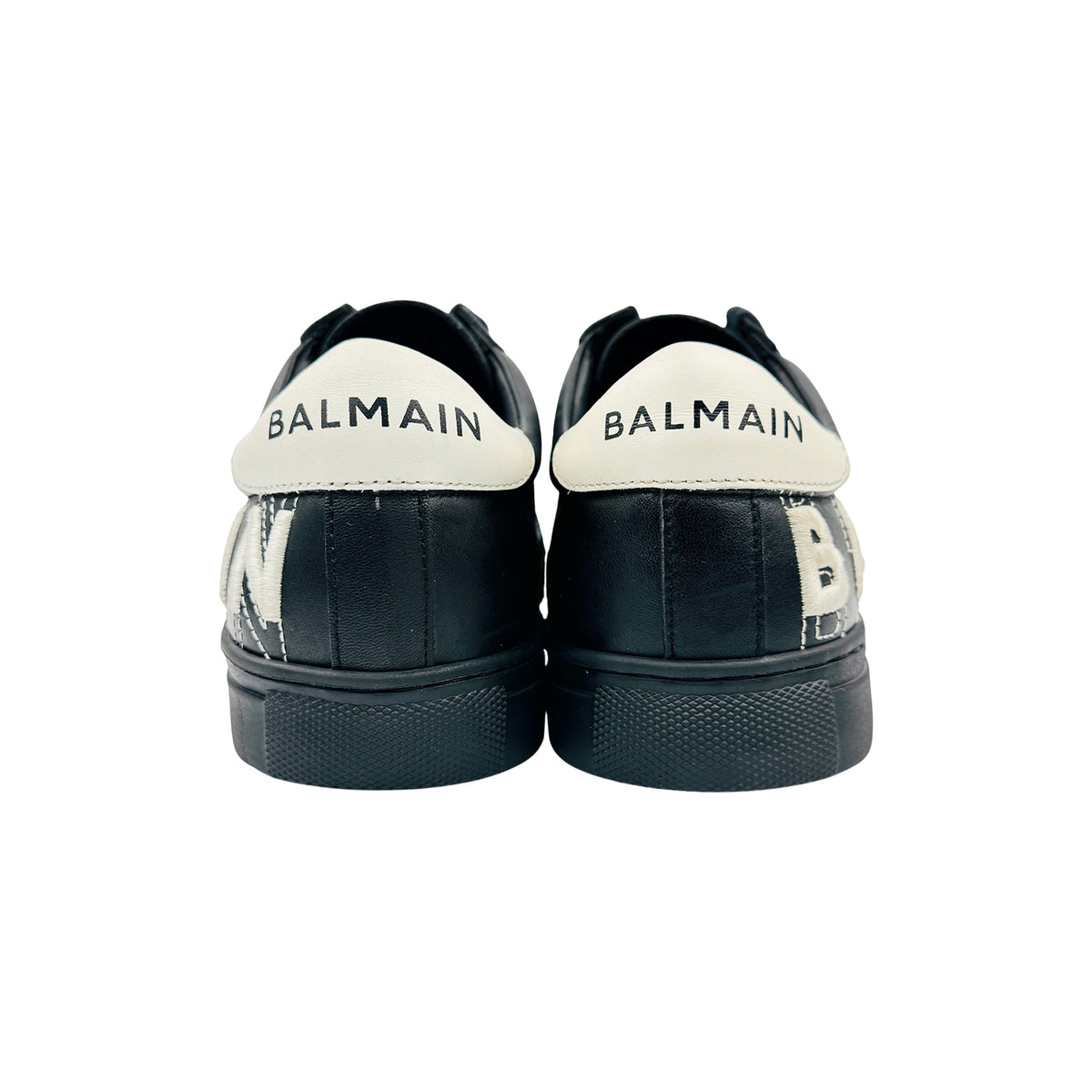 Balmain Paris Black White Logo Print Sneakers (Size 41)