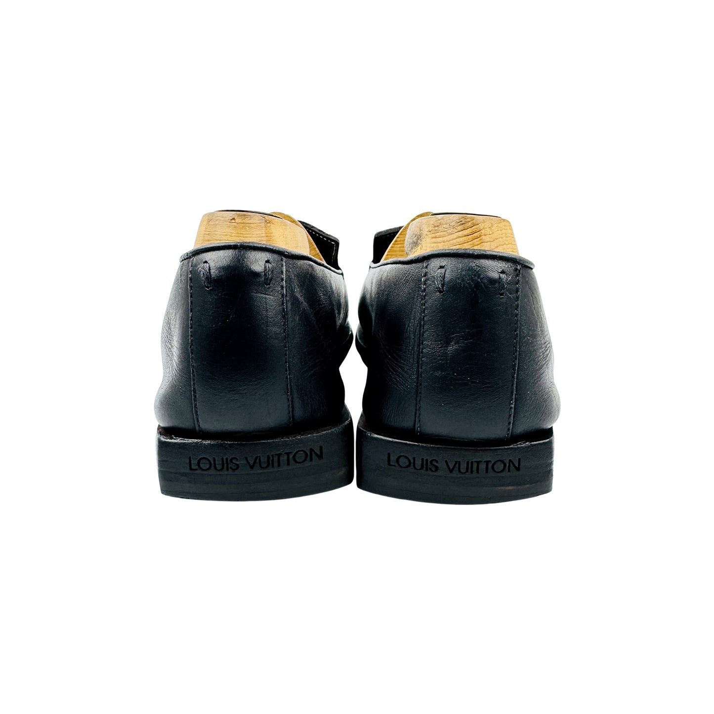 Louis Vuitton Men's Black Leather Loafers (Size 38)