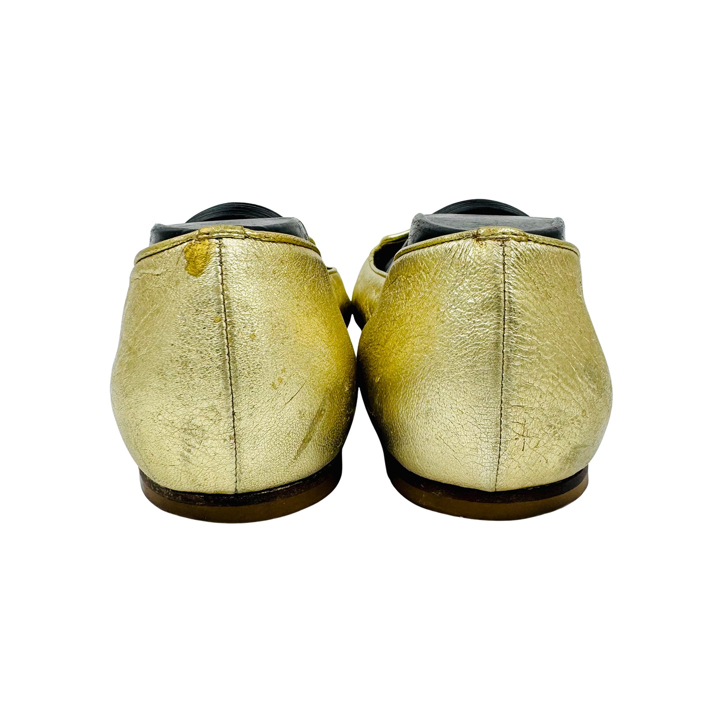 Alexander McQueen Gold Sequin Skull Flats (Size 40) - 294034