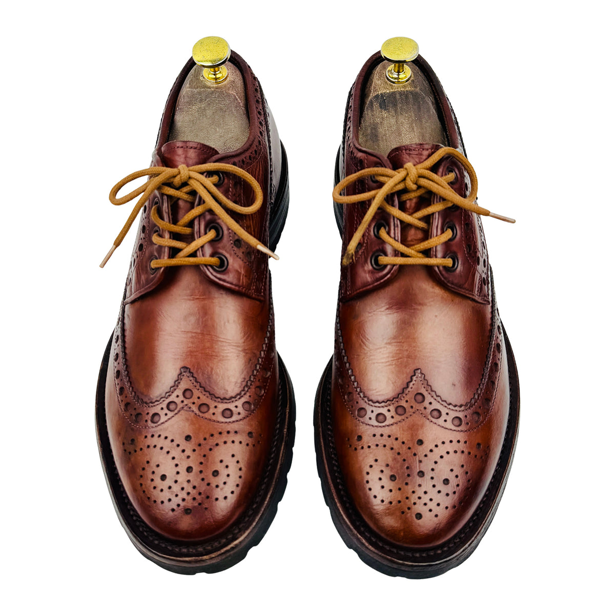 Santoni Brown Leather Wingtip Derby Brogues (Size 41.5)