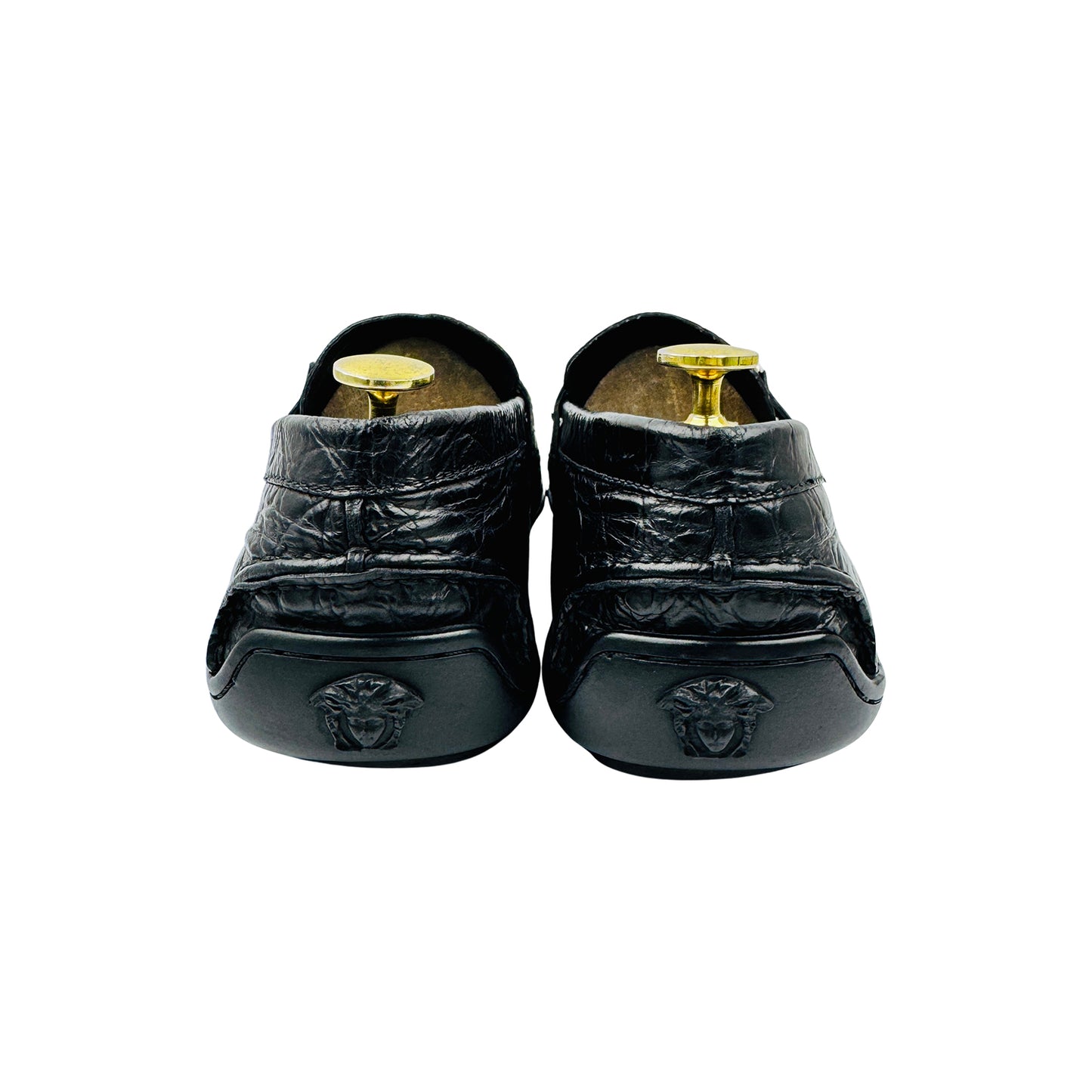 Versace Medusa Croc Embossed Leather Loafers (Size 42) - DSU5162