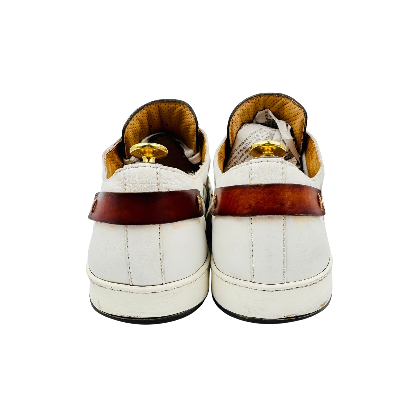 Santoni White Leather Low Top Sneakers (Size 42.5)