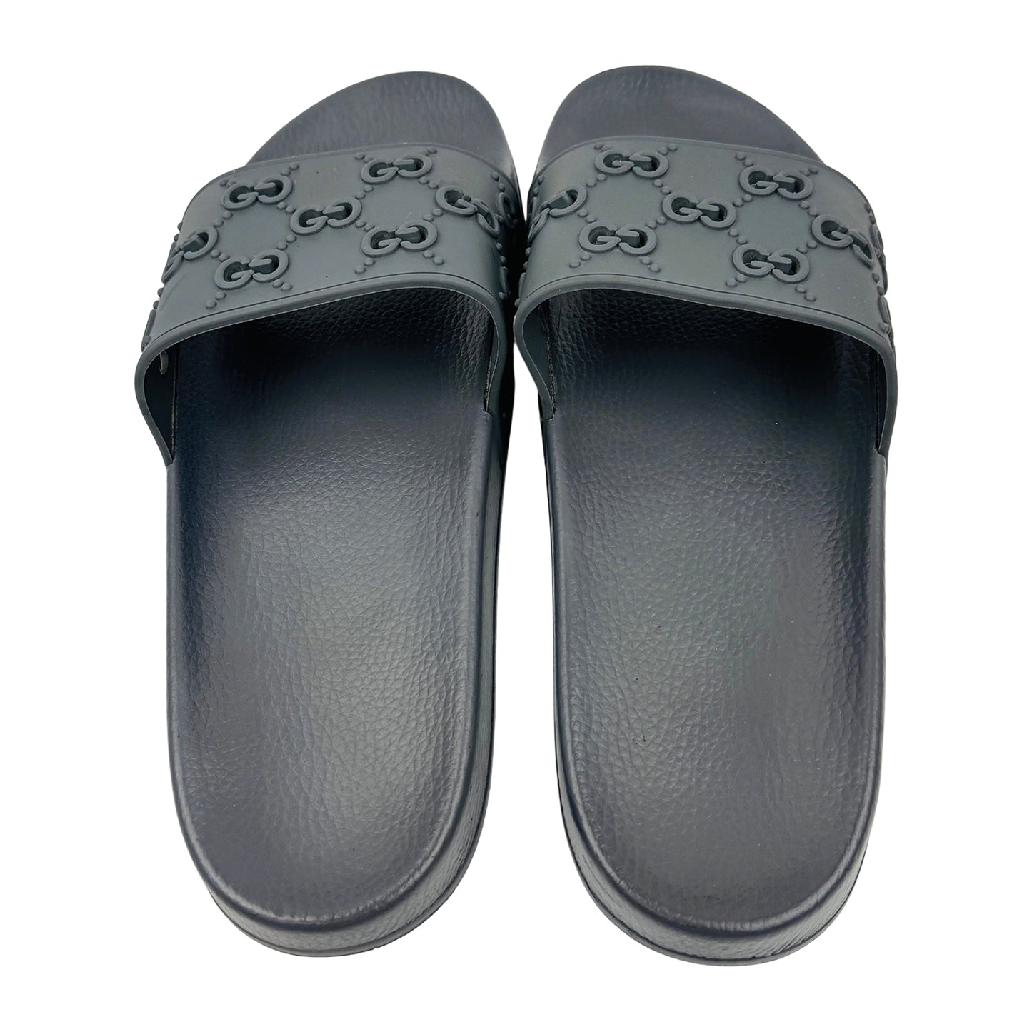 Gucci Men's Grey Rubber GG Slides (Size 43/44)