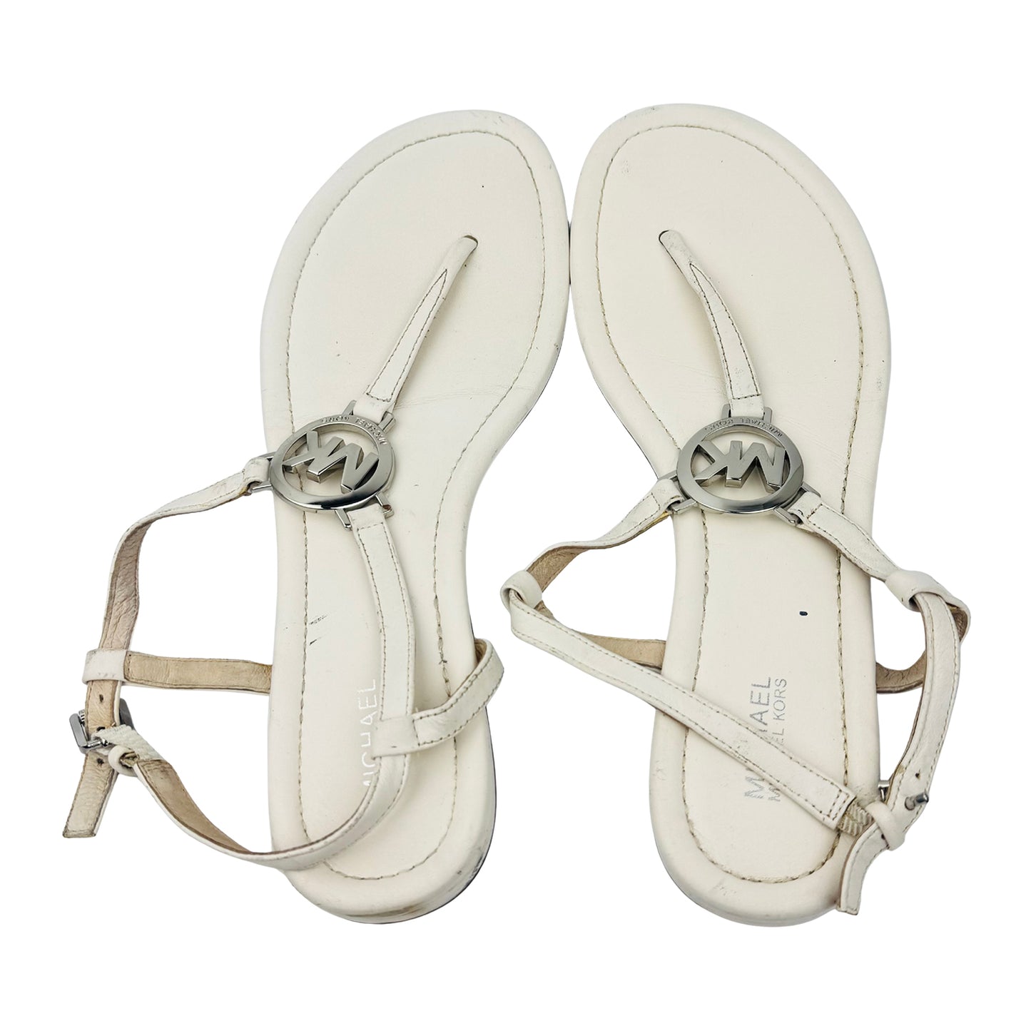 Michael Kors Tania Off-White T-Strap Sandals (Size 40)