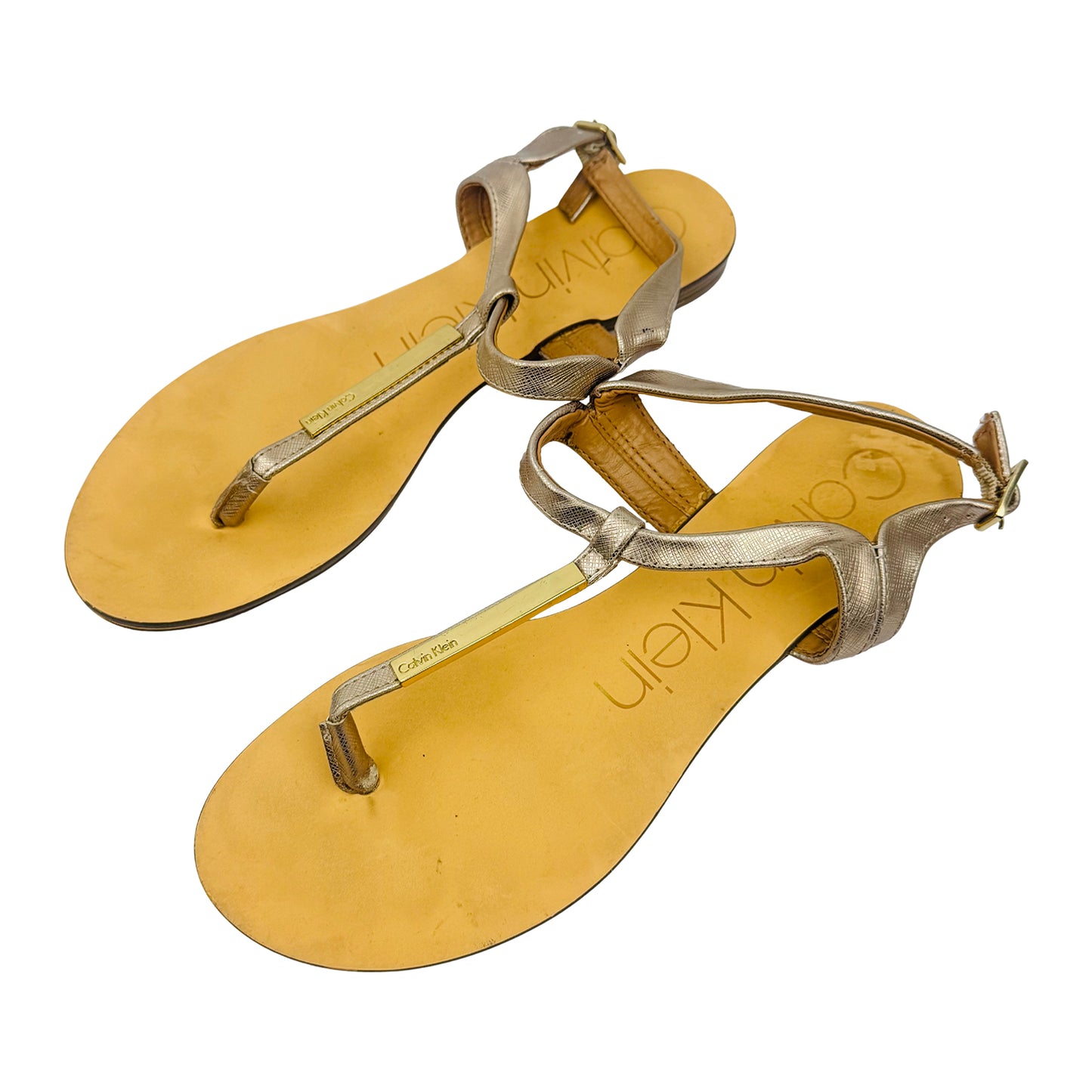 Calvin Klein Samira 'Champagne Gold' Thong Sandals (Size 38)