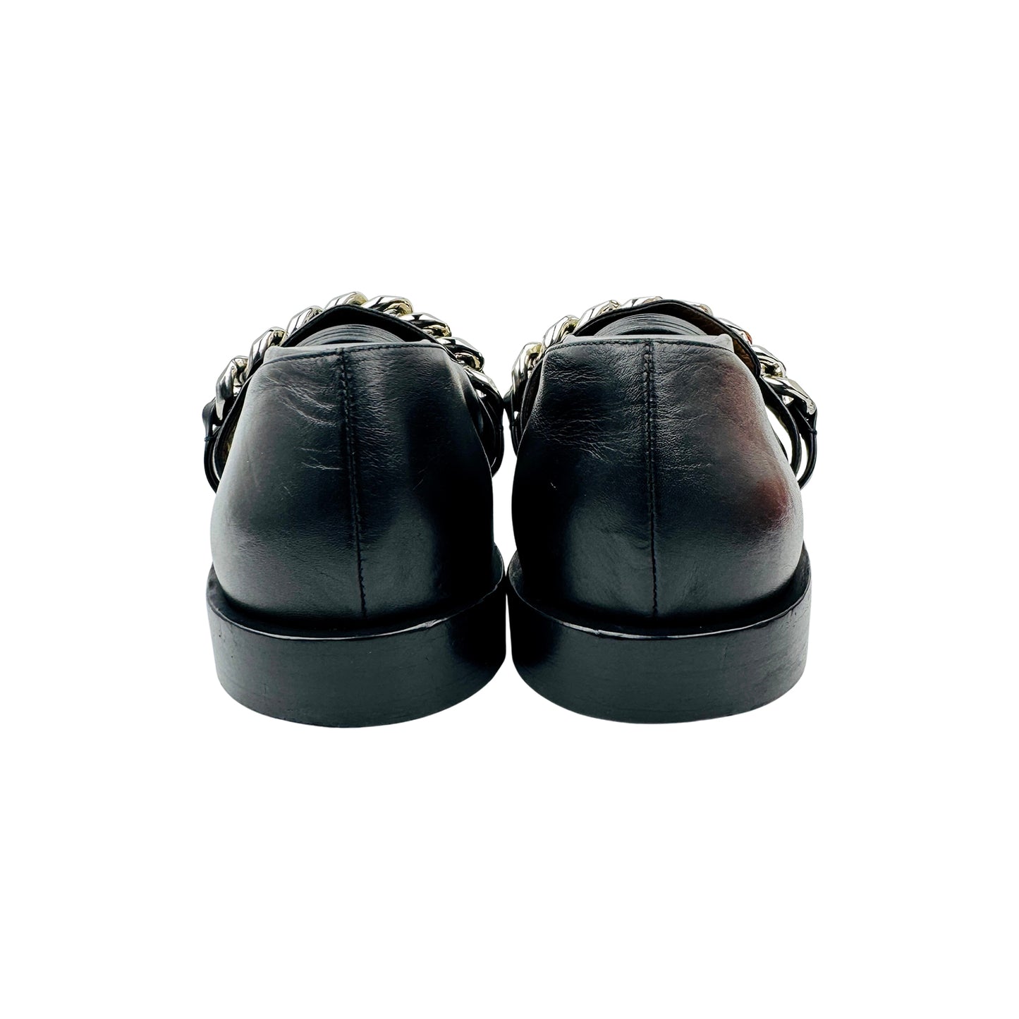 Givenchy Black Leather Chain-Link Loafers (Size 40)