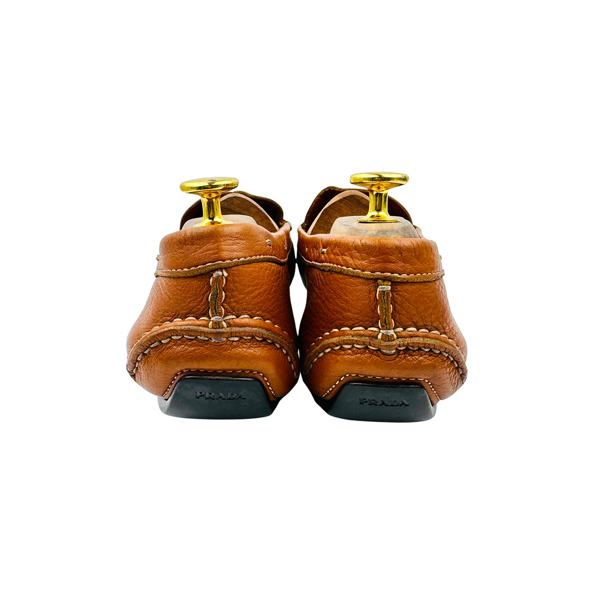Prada Tan Brown Leather Driving Loafers (Size 41)