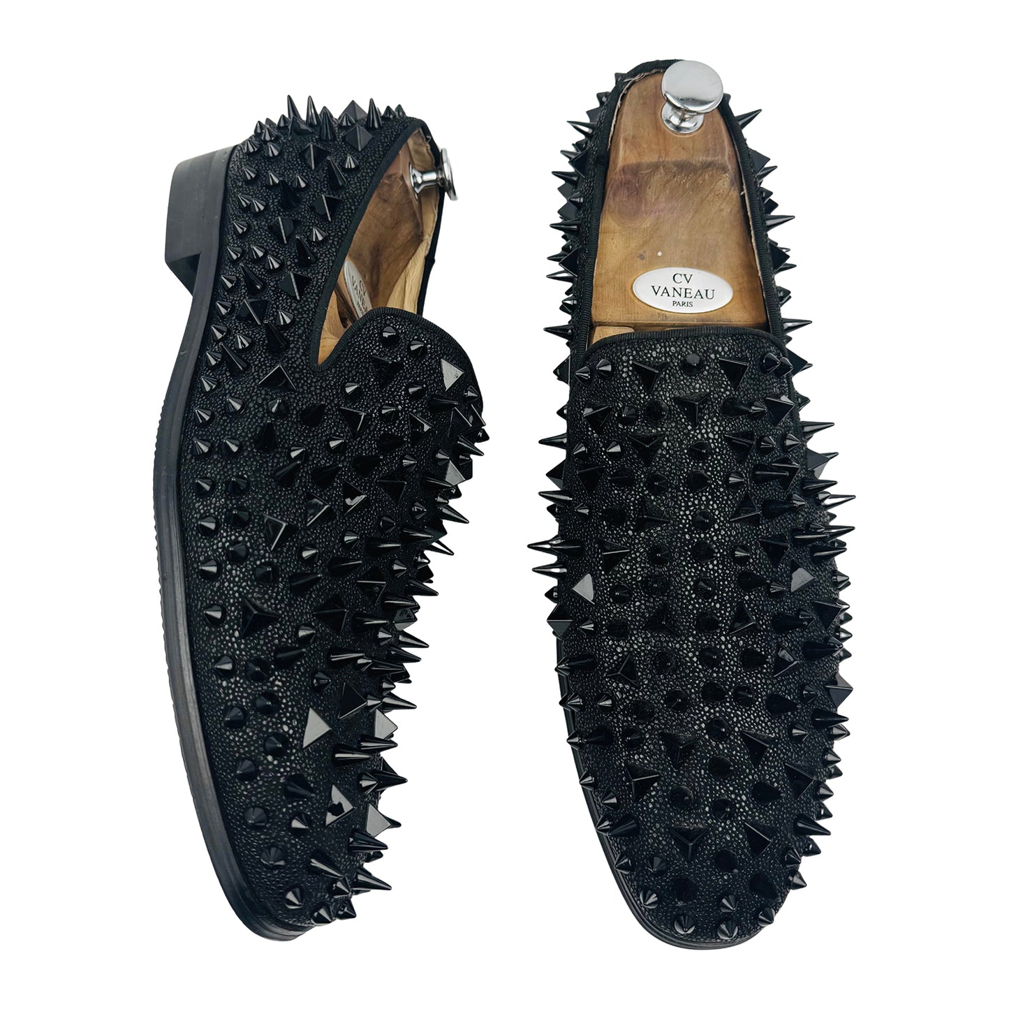 LTTL Men's Black Spiked Loafers (Size 45)
