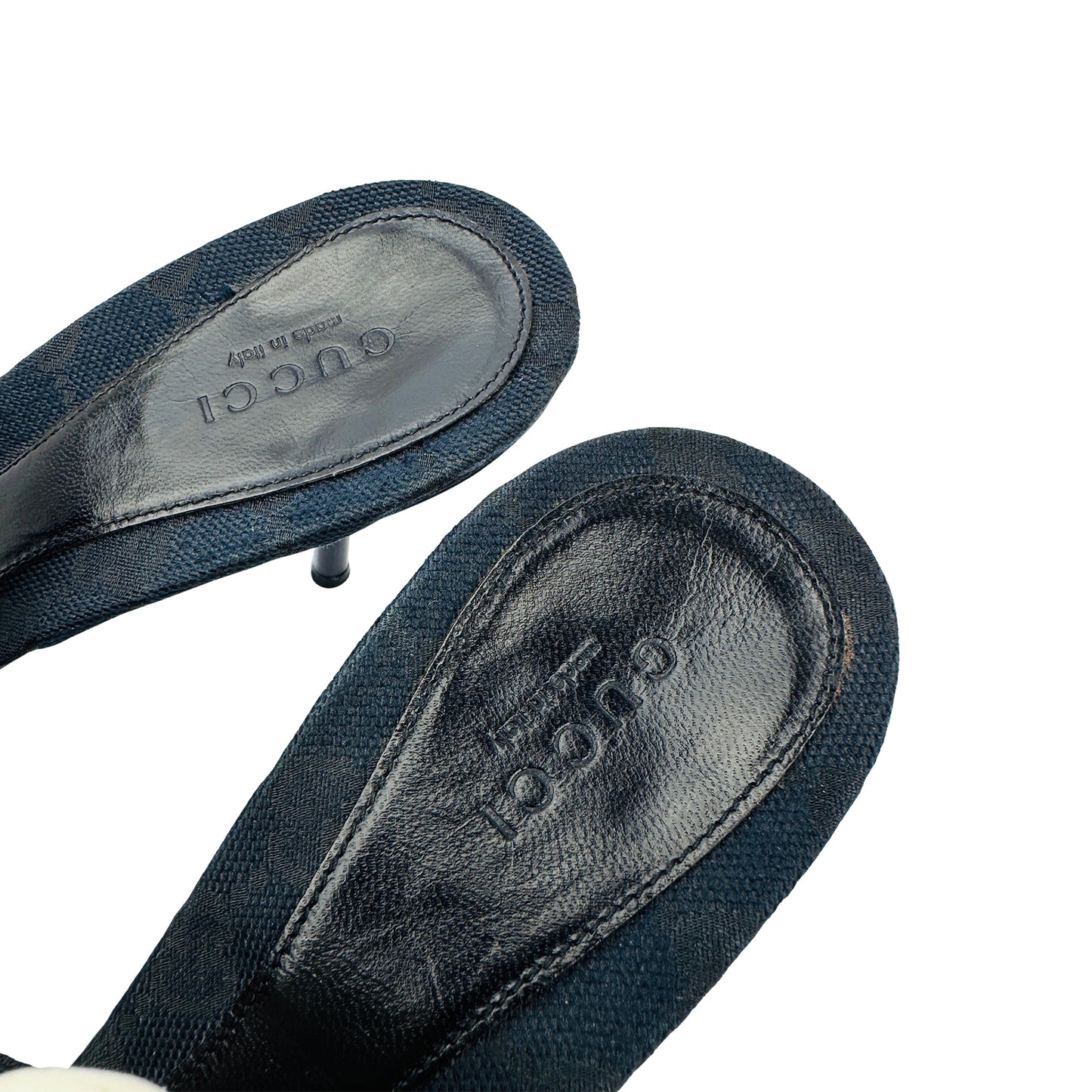 Back Side Closeup image of Gucci Women's Black Horsebit Detail Heels (Size 39/39.5)