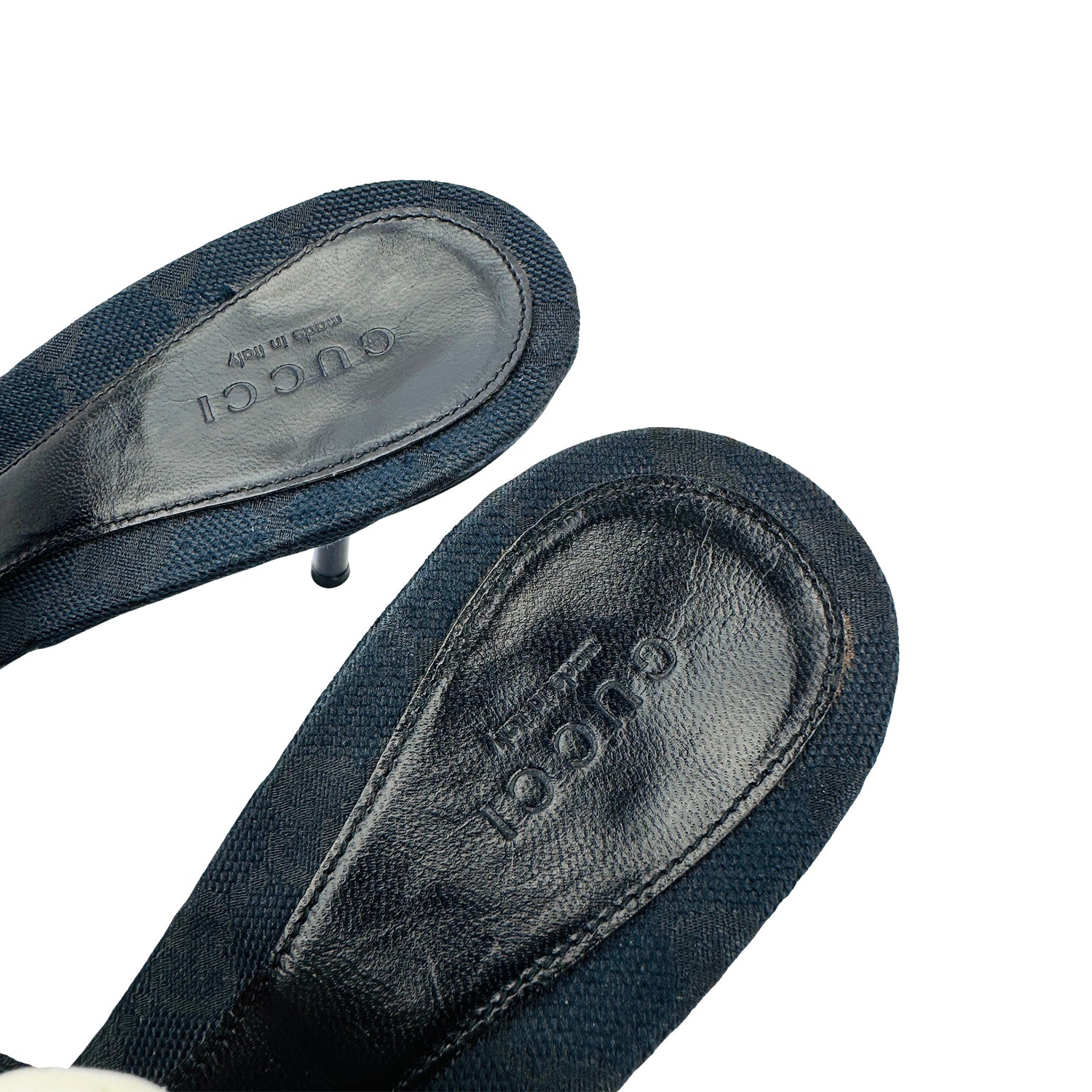 Back Side Closeup image of Gucci Women's Black Horsebit Detail Heels (Size 39/39.5)