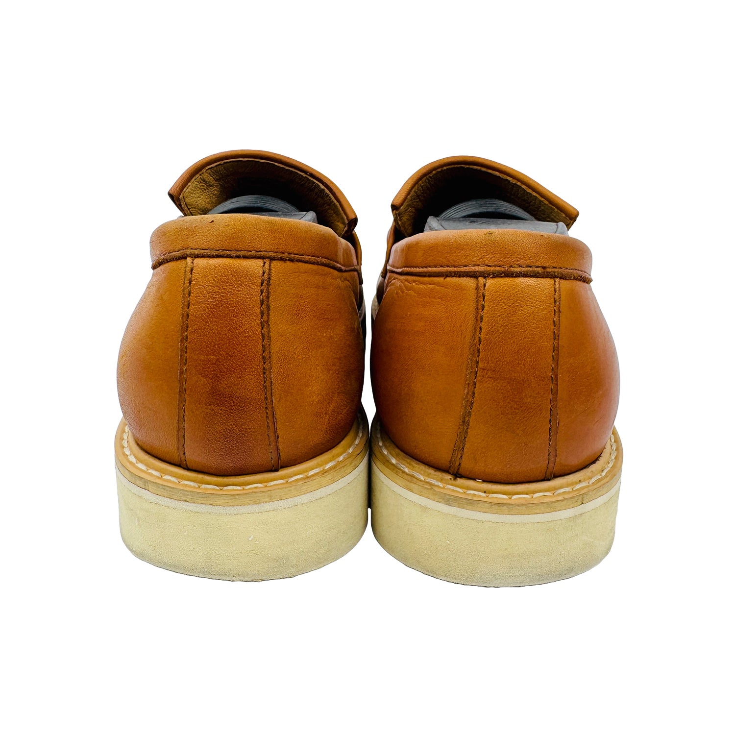 Back Side image of Hawkins Men's Mustard Tassel Leather Loafers (Size 40)